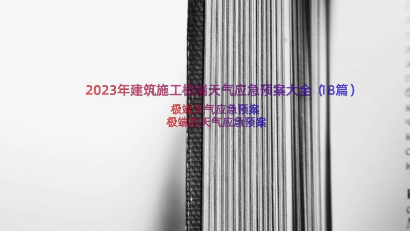 2023年建筑施工极端天气应急预案大全（18篇）