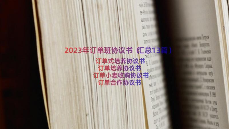 2023年订单班协议书（汇总13篇）