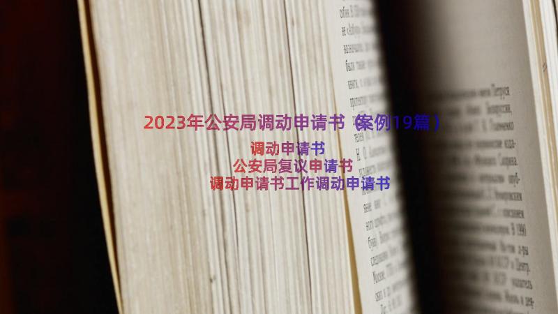 2023年公安局调动申请书（案例19篇）