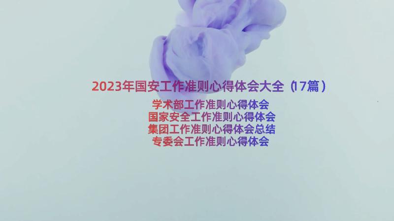 2023年国安工作准则心得体会大全（17篇）