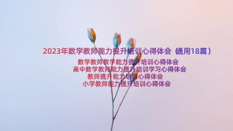 2023年数学教师能力提升培训心得体会（通用18篇）