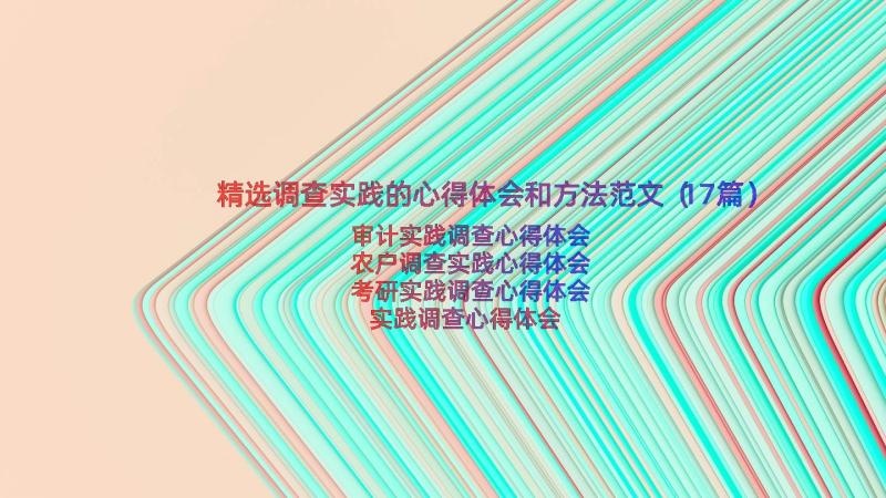 精选调查实践的心得体会和方法范文（17篇）