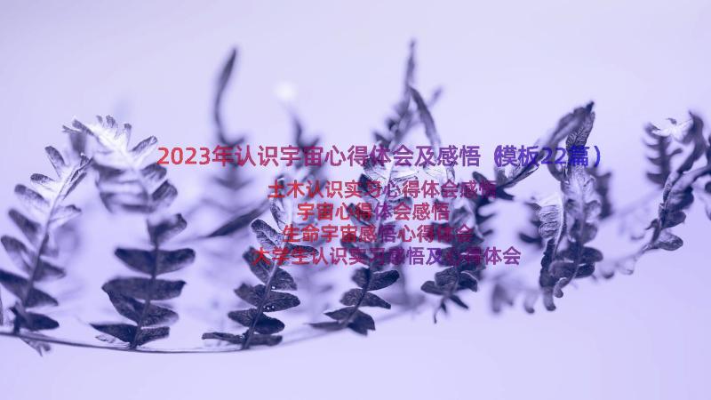 2023年认识宇宙心得体会及感悟（模板22篇）