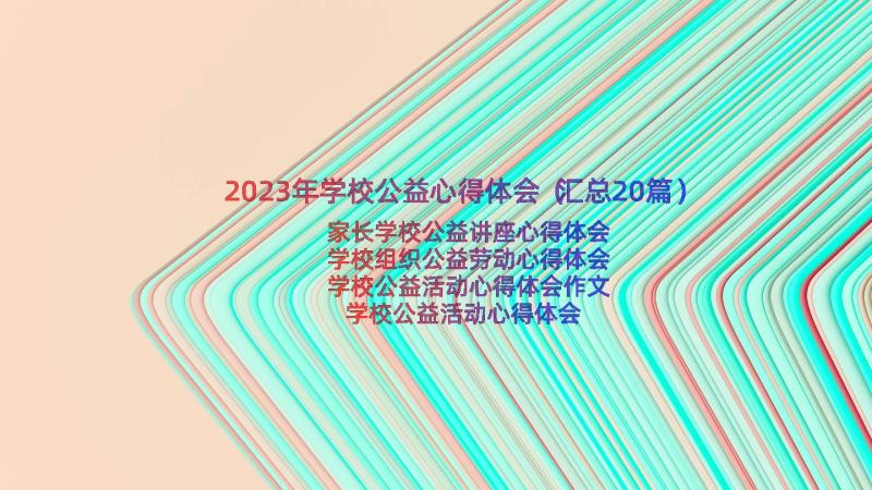 2023年学校公益心得体会（汇总20篇）