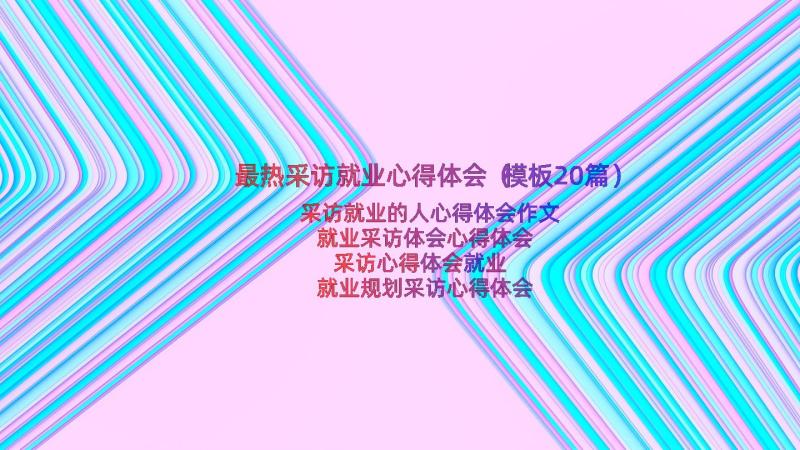 最热采访就业心得体会（模板20篇）