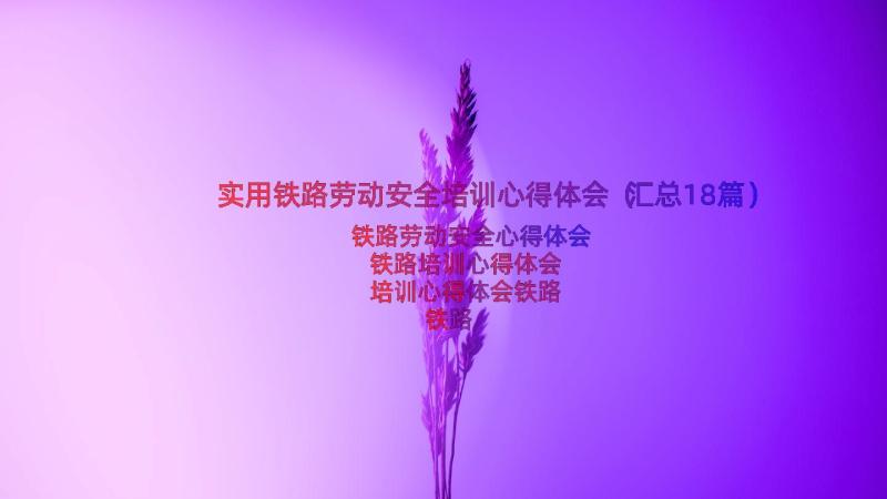 实用铁路劳动安全培训心得体会（汇总18篇）