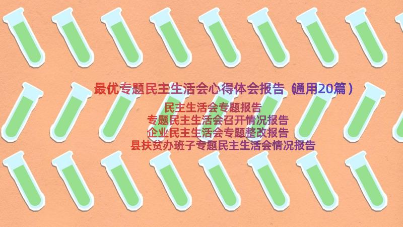 最优专题民主生活会心得体会报告（通用20篇）