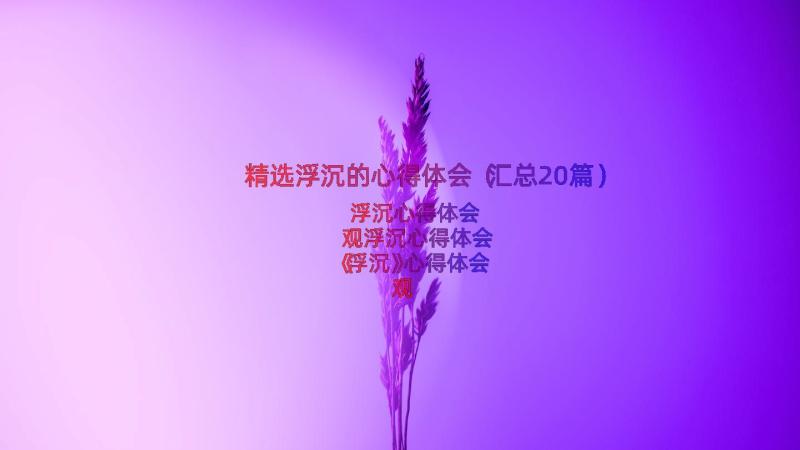 精选浮沉的心得体会（汇总20篇）