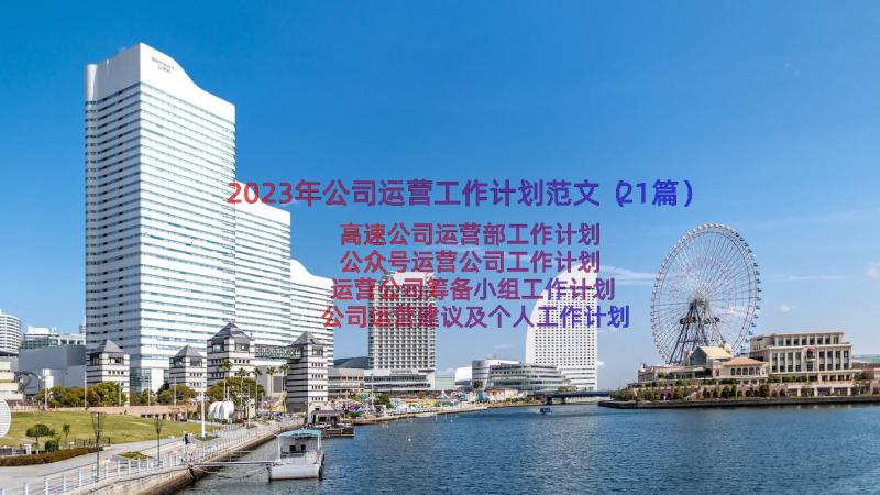 2023年公司运营工作计划范文（21篇）