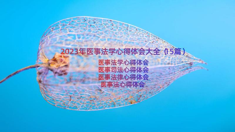 2023年医事法学心得体会大全（15篇）