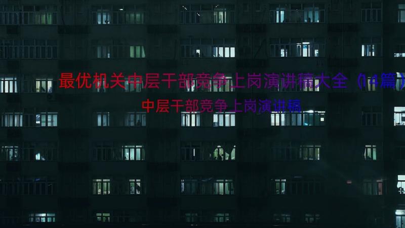 最优机关中层干部竞争上岗演讲稿大全（14篇）