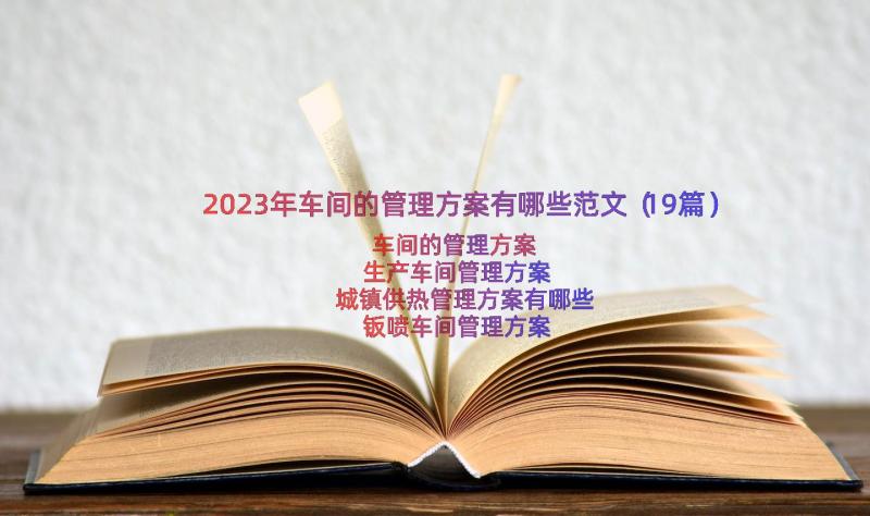 2023年车间的管理方案有哪些范文（19篇）