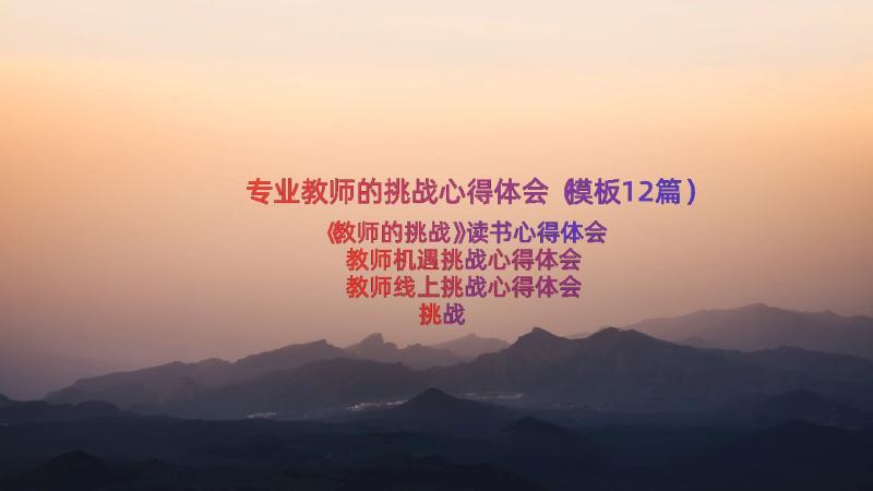 专业教师的挑战心得体会（模板12篇）