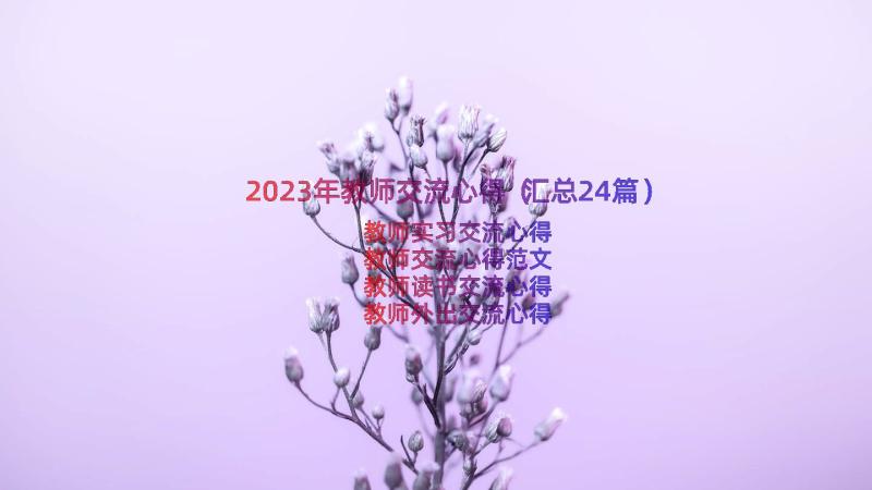 2023年教师交流心得（汇总24篇）