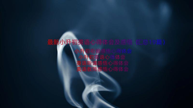 最新小升初英语心得体会及感悟（汇总19篇）