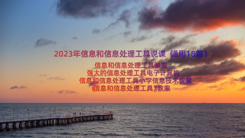 2023年信息和信息处理工具说课（通用18篇）