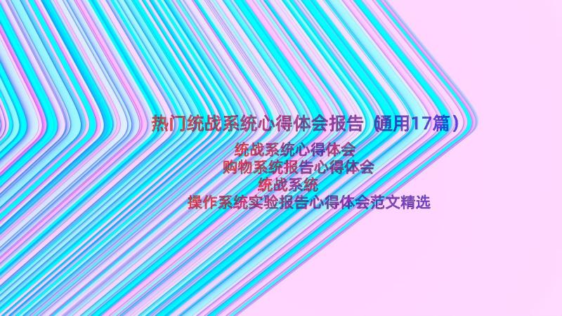 热门统战系统心得体会报告（通用17篇）