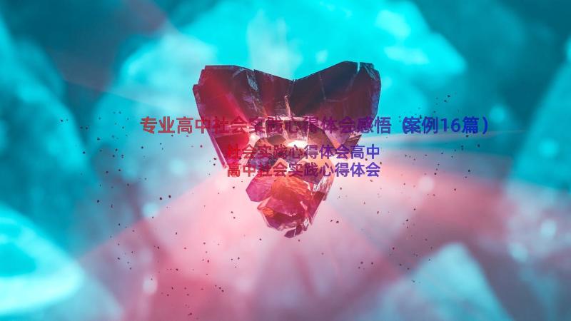 专业高中社会实践心得体会感悟（案例16篇）