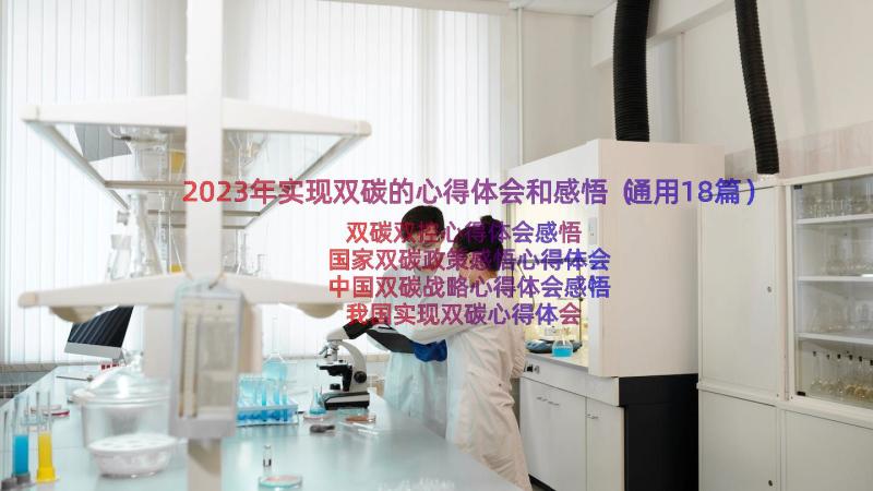 2023年实现双碳的心得体会和感悟（通用18篇）