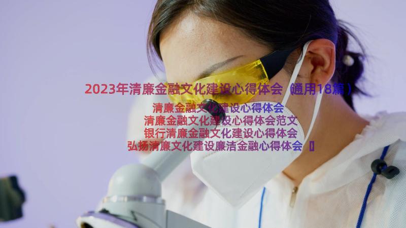 2023年清廉金融文化建设心得体会（通用18篇）