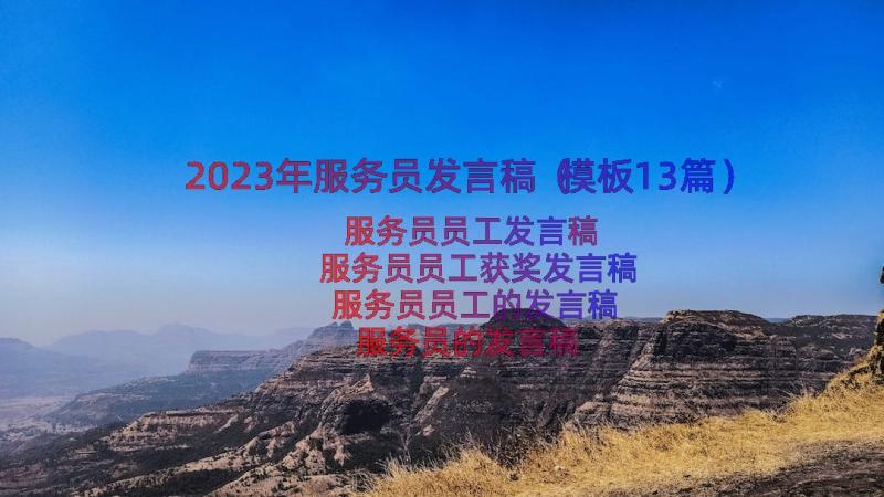 2023年服务员发言稿（模板13篇）