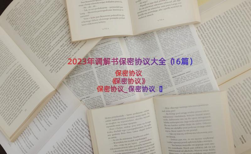 2023年调解书保密协议大全（16篇）