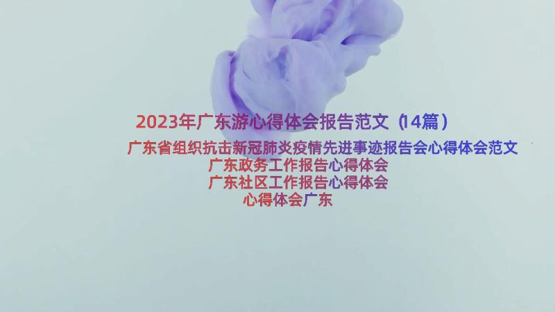 2023年广东游心得体会报告范文（14篇）