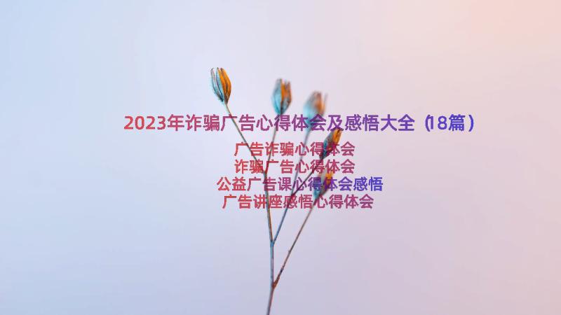 2023年诈骗广告心得体会及感悟大全（18篇）