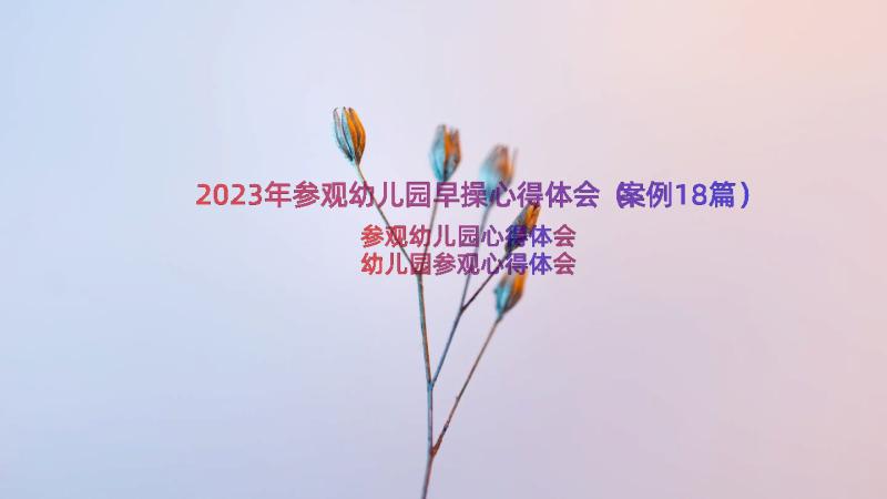 2023年参观幼儿园早操心得体会（案例18篇）