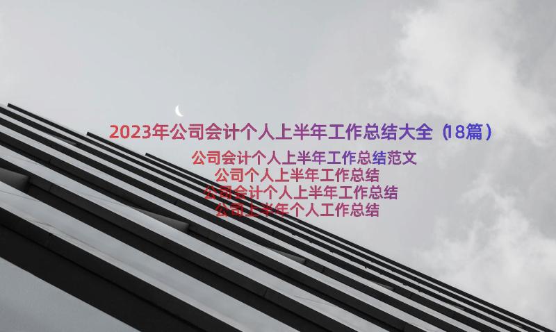 2023年公司会计个人上半年工作总结大全（18篇）