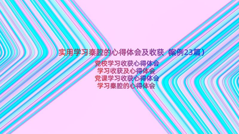 实用学习秦腔的心得体会及收获（案例23篇）