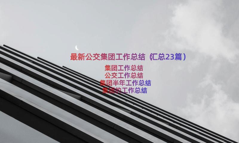 最新公交集团工作总结（汇总23篇）