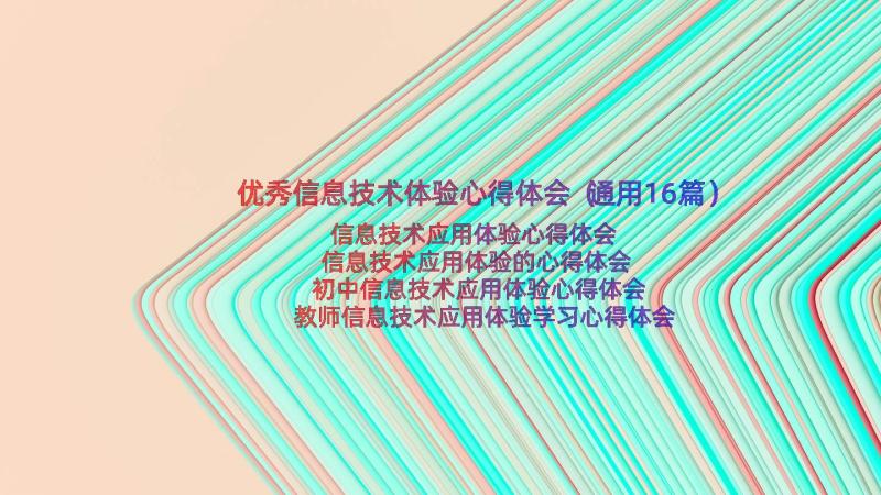 优秀信息技术体验心得体会（通用16篇）