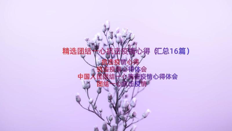 精选团结一心抗击疫情心得（汇总16篇）