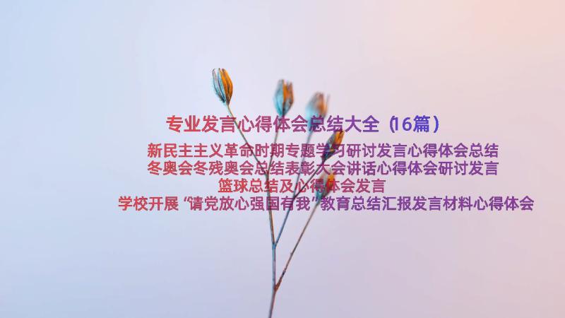 专业发言心得体会总结大全（16篇）