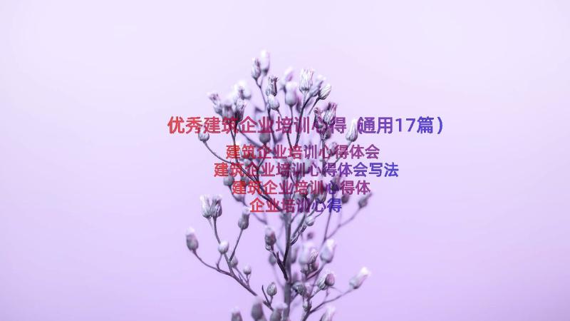 优秀建筑企业培训心得（通用17篇）