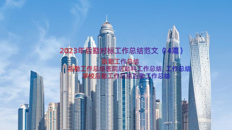 2023年后勤对标工作总结范文（14篇）