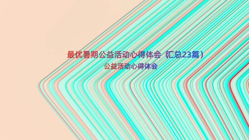 最优暑期公益活动心得体会（汇总23篇）