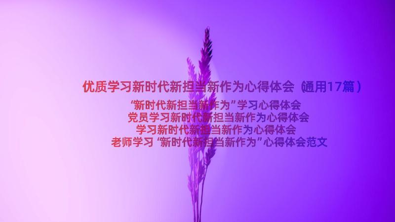 优质学习新时代新担当新作为心得体会（通用17篇）