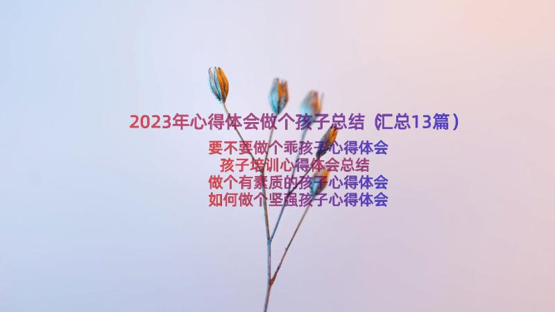 2023年心得体会做个孩子总结（汇总13篇）