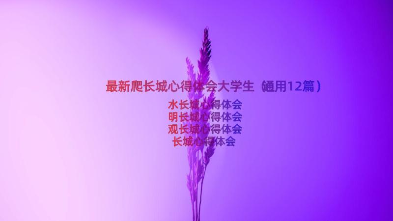 最新爬长城心得体会大学生（通用12篇）