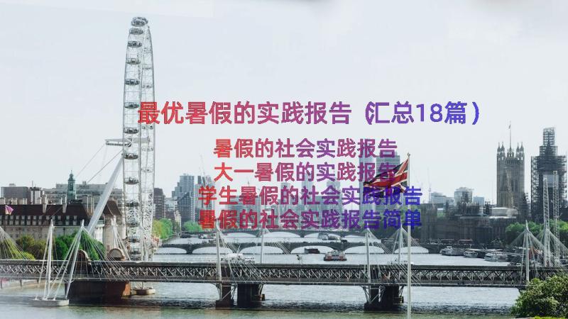 最优暑假的实践报告（汇总18篇）