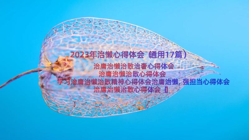 2023年治懒心得体会（通用17篇）