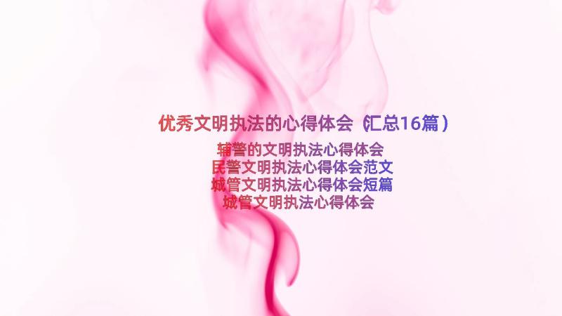 优秀文明执法的心得体会（汇总16篇）