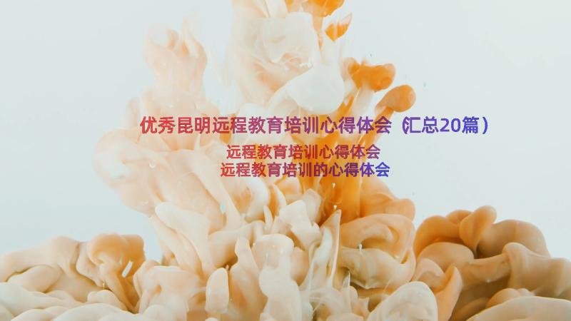 优秀昆明远程教育培训心得体会（汇总20篇）