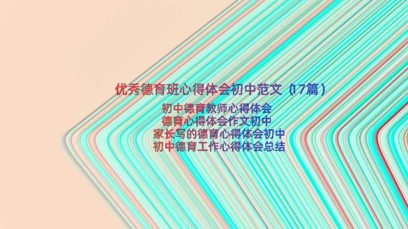 优秀德育班心得体会初中范文（17篇）