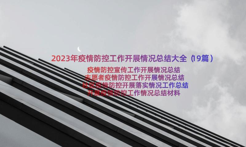 2023年疫情防控工作开展情况总结大全（19篇）