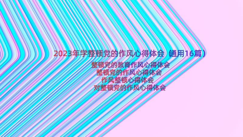 2023年学整顿党的作风心得体会（通用16篇）