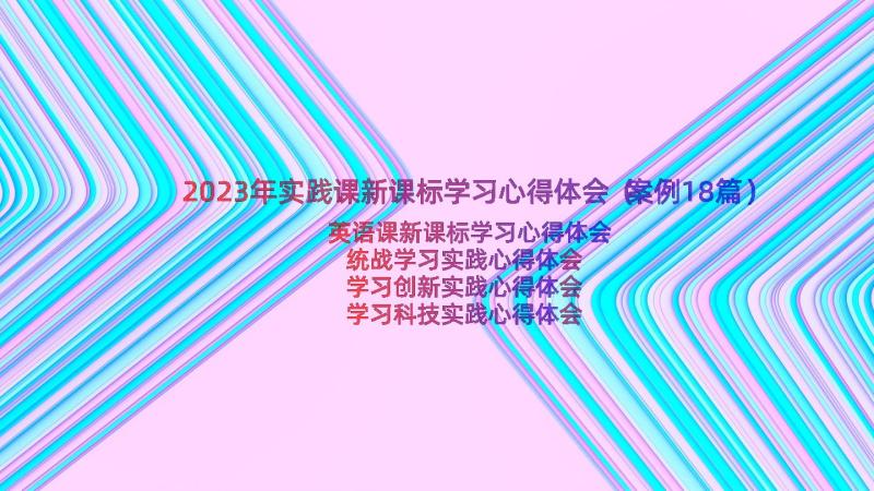 2023年实践课新课标学习心得体会（案例18篇）