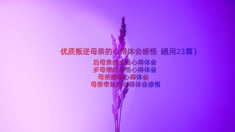 优质叛逆母亲的心得体会感悟（通用23篇）